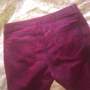 Kasil Workshop MINX Ultra skinny wine colored coated ankle jeans sz 29